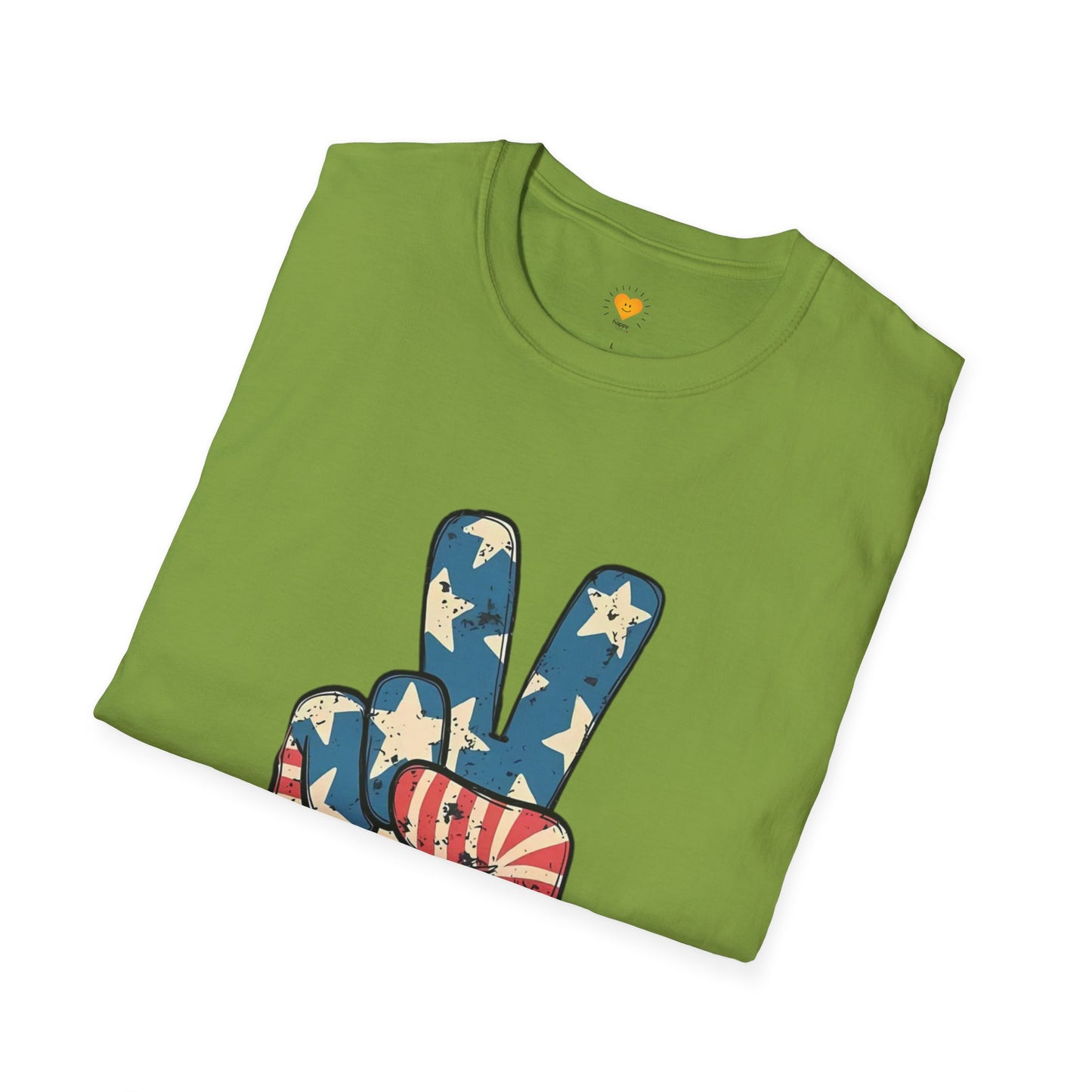 Peace Sign over AMERICA - Softstyle T-Shirt