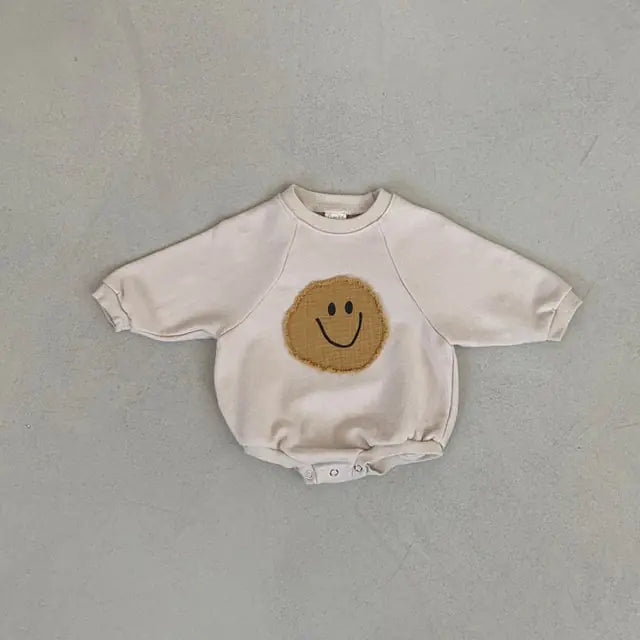 Smiley Face Sweatshirt Baby Romper