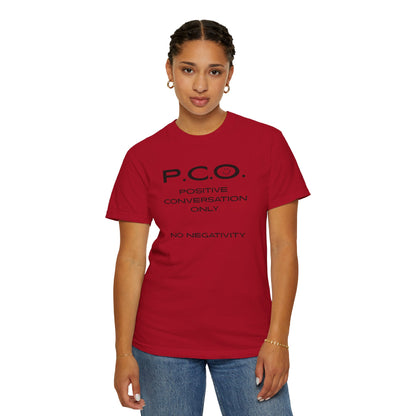 PCO - Positive Speech Reminder T-Shirt — 'No Negative Conversations' Motivational Tee