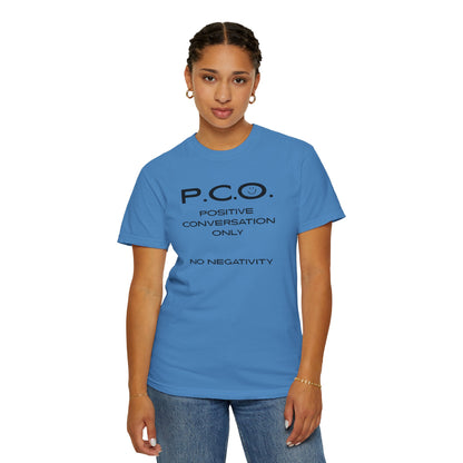 PCO - Positive Speech Reminder T-Shirt — 'No Negative Conversations' Motivational Tee