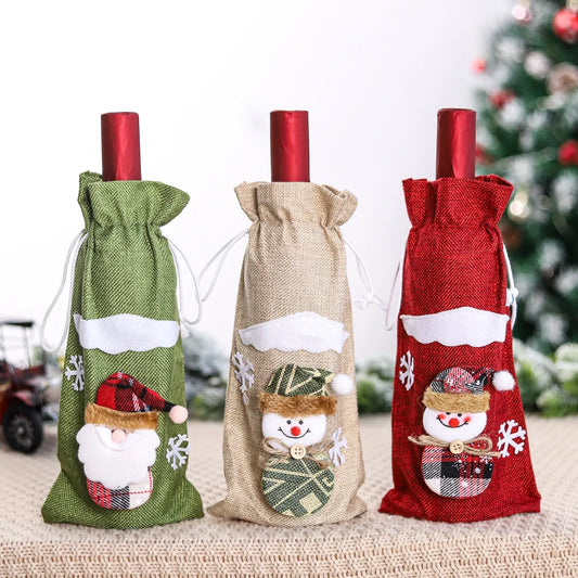 Festive Christmas Wine Bottle Covers Set