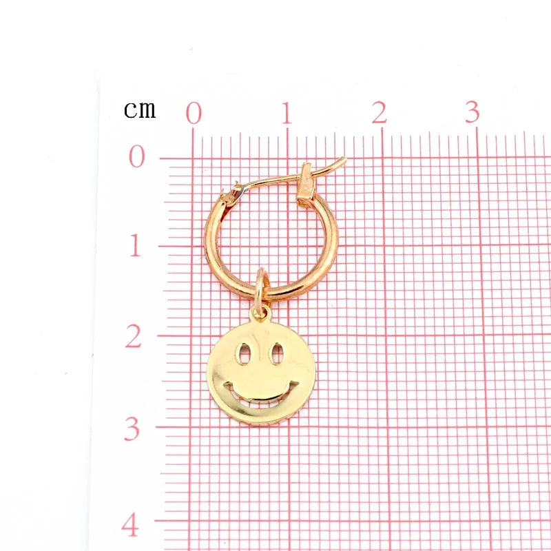 Smiley Face Pendant Hoop Earrings