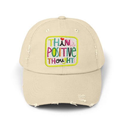 Think Positive Thoughts - Unisex Distressed Cap