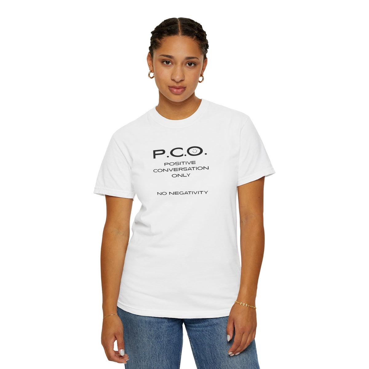PCO - Positive Speech Reminder T-Shirt — 'No Negative Conversations' Motivational Tee