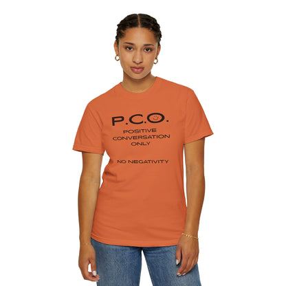 PCO - Positive Speech Reminder T-Shirt — 'No Negative Conversations' Motivational Tee