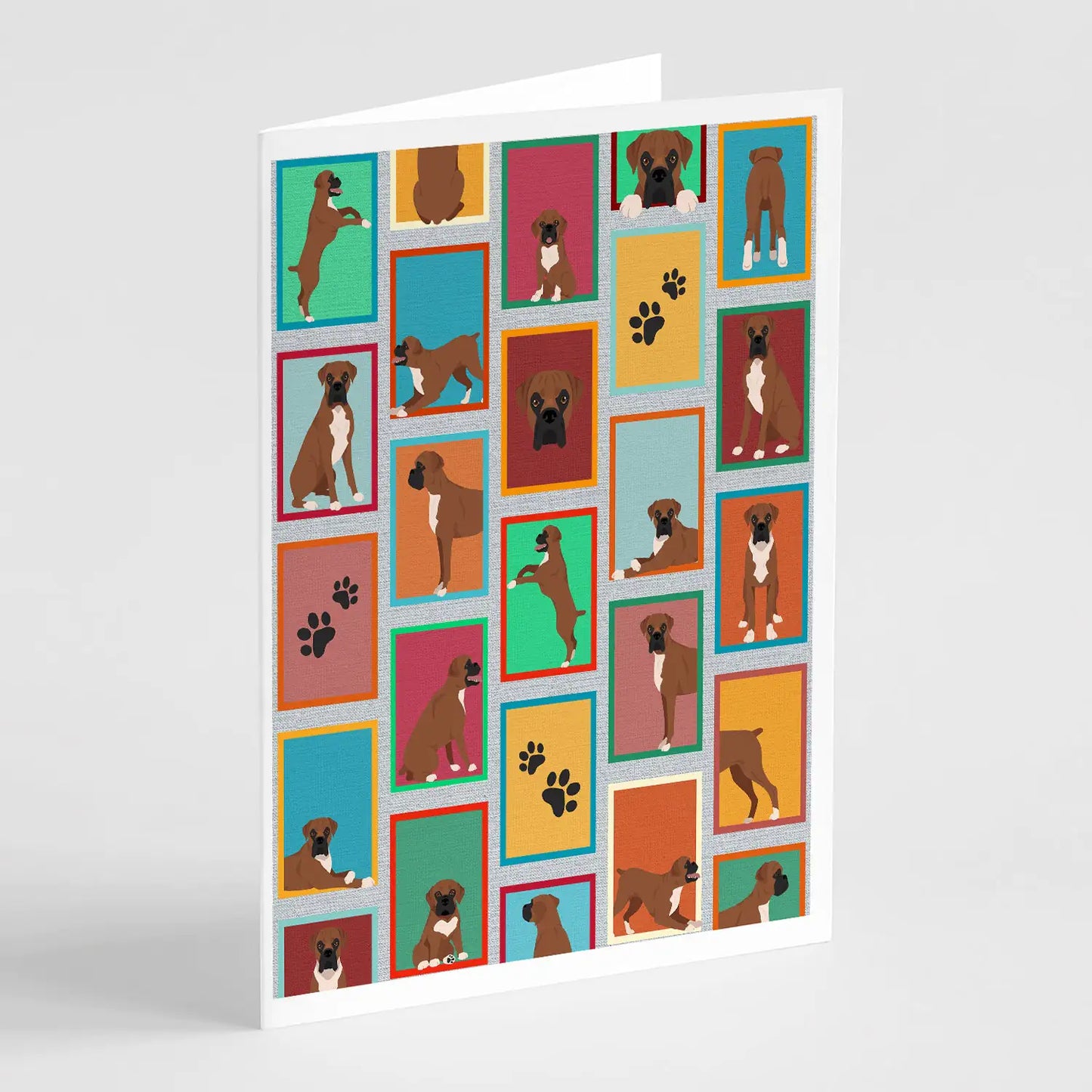 Lots of Black Face Boxer Greeting Cards Pack of 8