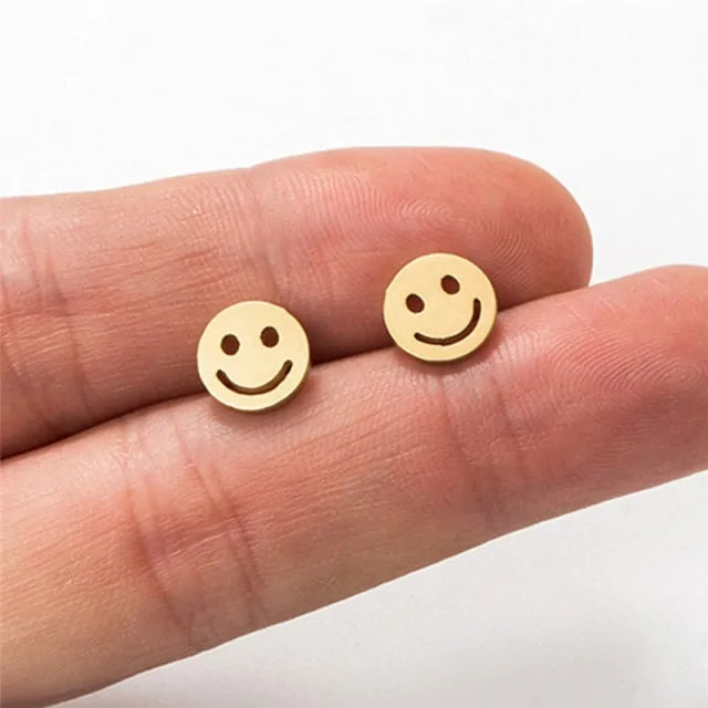 Smiley Face Pendant Hoop Earrings