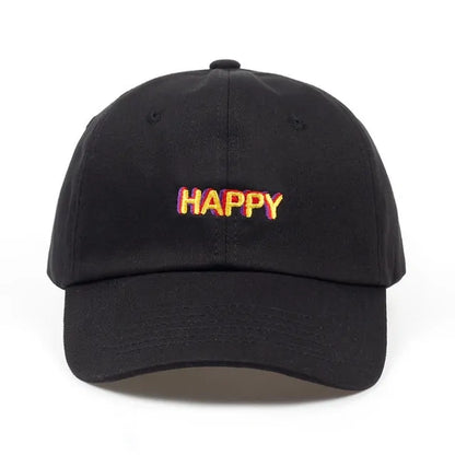 Slouch Happy Text Logo Dad Hat