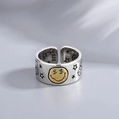 Personality Smile Face Poker Finger Ring