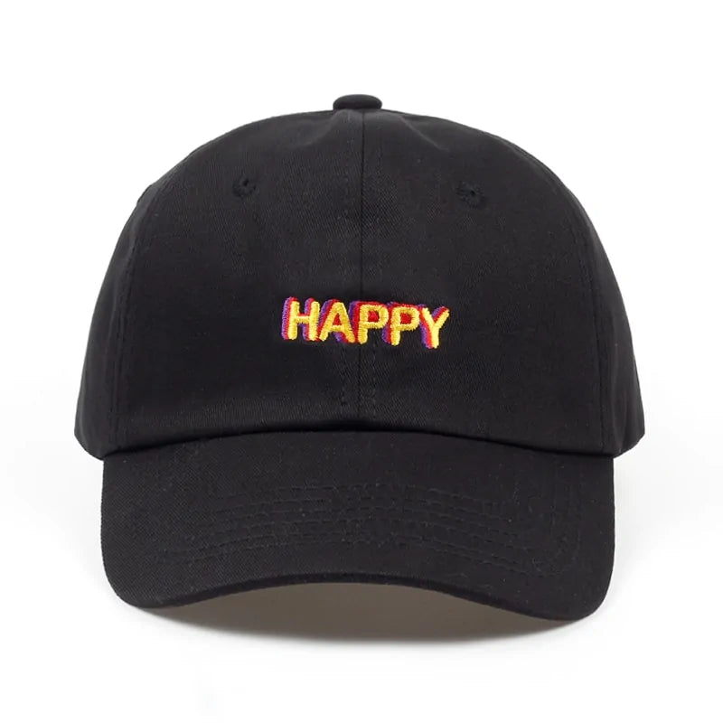 Slouch Happy Text Logo Dad Hat