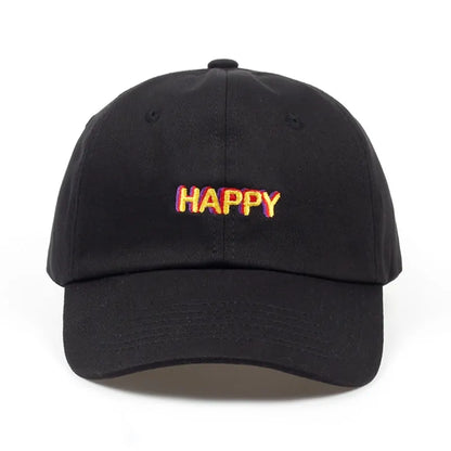 Slouch Happy Text Logo Dad Hat