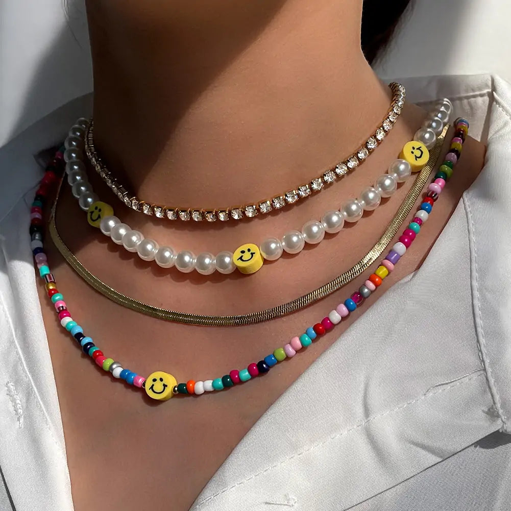 Acrylic Smiley Beads Necklace