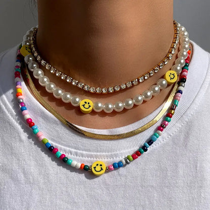 Acrylic Smiley Beads Necklace